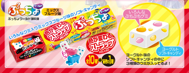 ぷっちょワールド第６弾 いろんなグミ入りミックスフルーツ味のソフトキャンディ　AKB48ちょ！ストラップは全10種＋秘密の1種