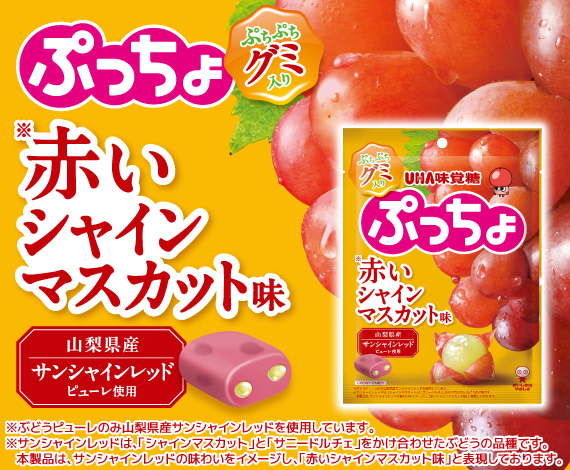 サンシャインレッドを使用した華やかな味わいのぷっちょ『ぷっちょ袋　赤いシャインマスカット味』登場！