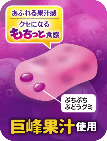 あふれる果汁感／クセになるもちっと食感　巨峰果汁使用