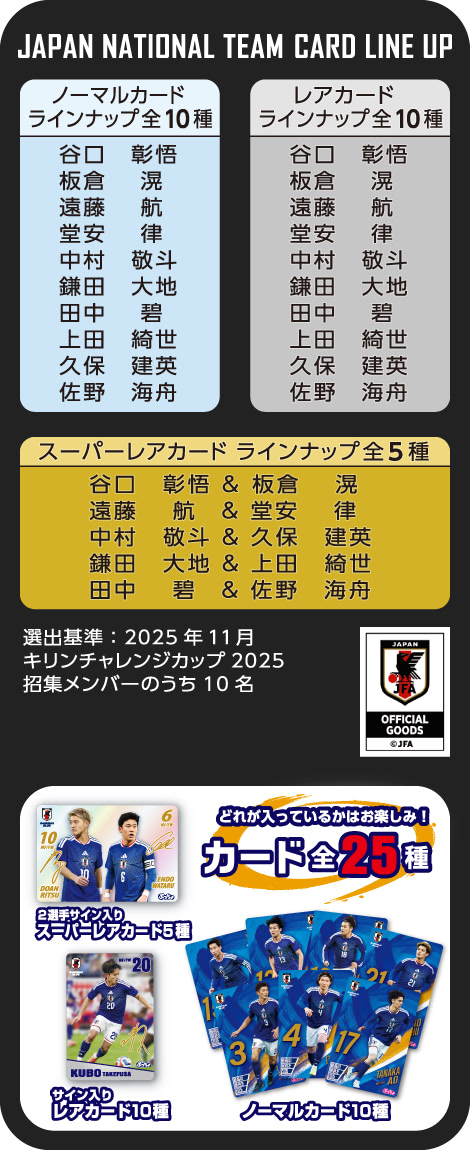 JAPAN NATIONAL TEAM CARD LINE UP - サッカー日本代表カード 一覧
