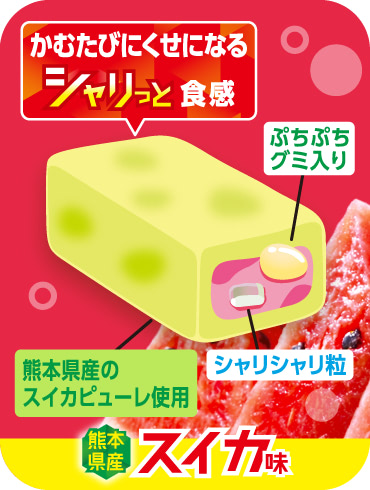 かむたびにくせになるシャリっと食感　熊本県産スイカ味